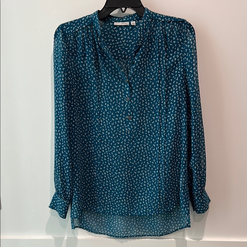 Teal Patterned Women's Blouse